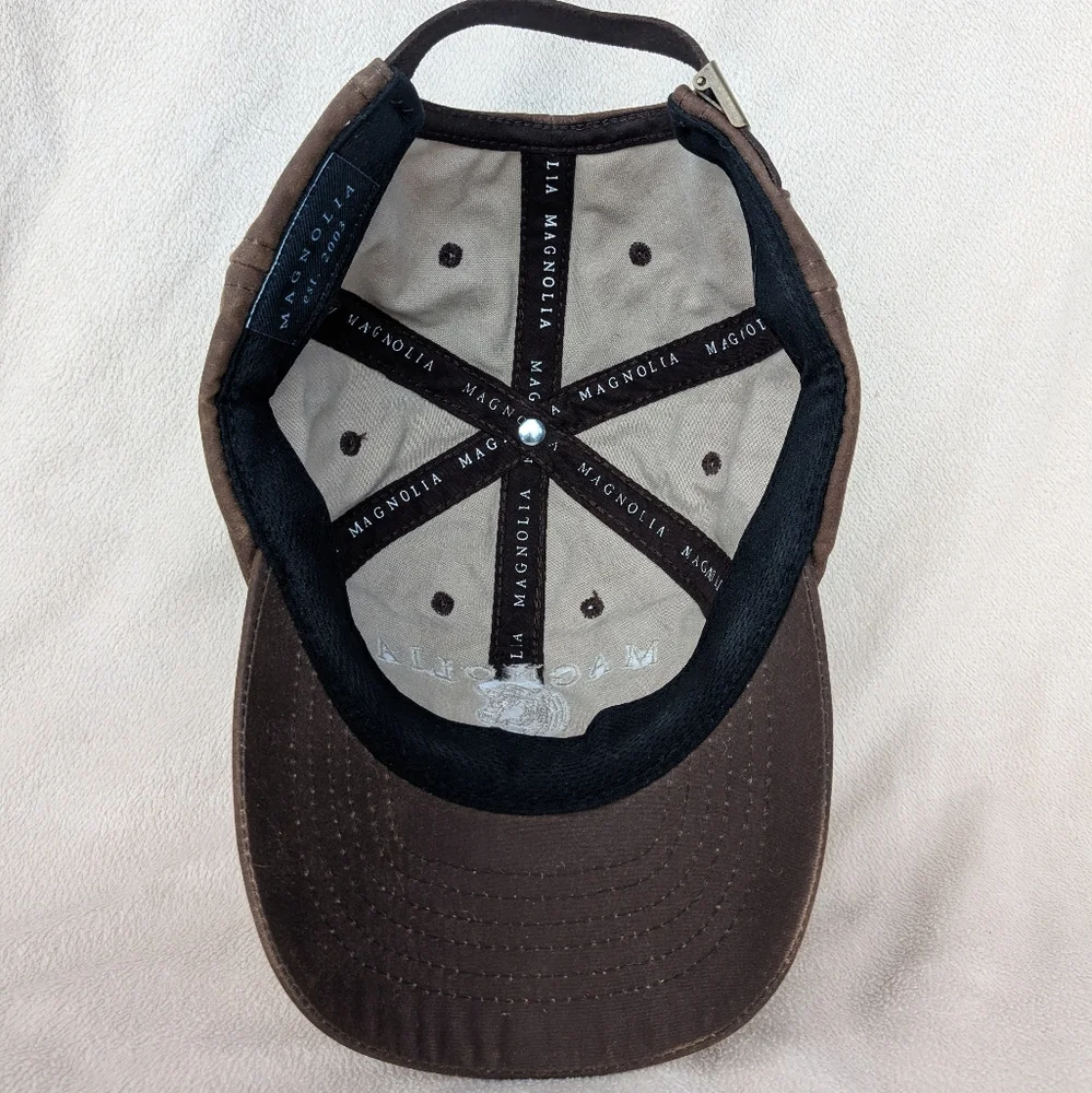 Magnolia Farms Brown Faux Leather Distressed Adjustable Baseball Cap Hat Waco TX - Picture 8 of 12